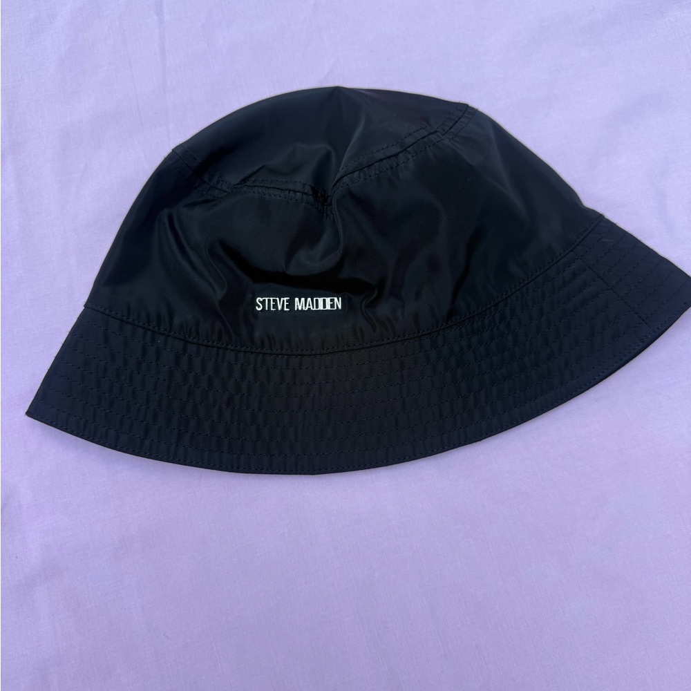 Steve Madden Black Logo Bucket Hat